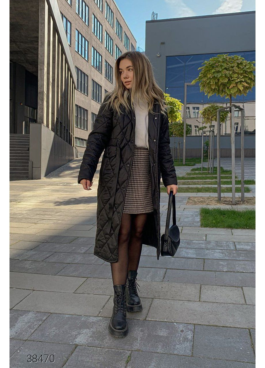 Чорне демісезонне Пальто стьобане з капюшоном Byron