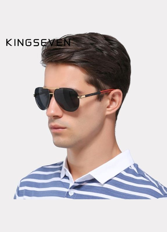 Мужские поляризационные очки K725 Gold Gray KINGSEVEN (303401528)