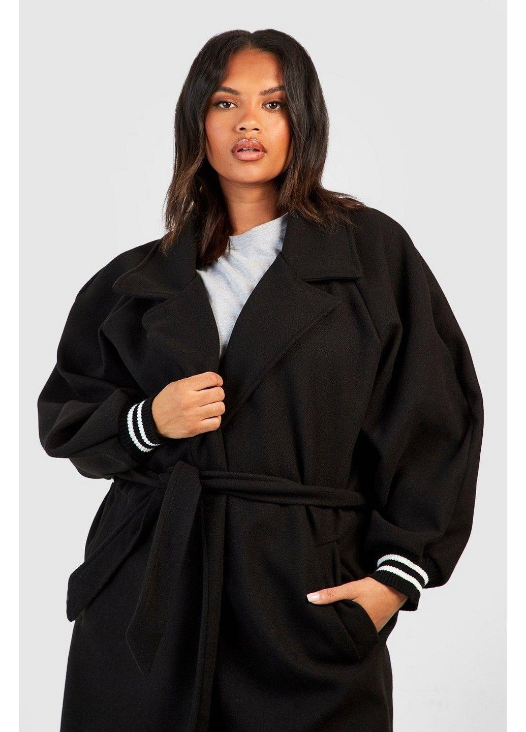 Черное демисезонное Пальто Boohoo