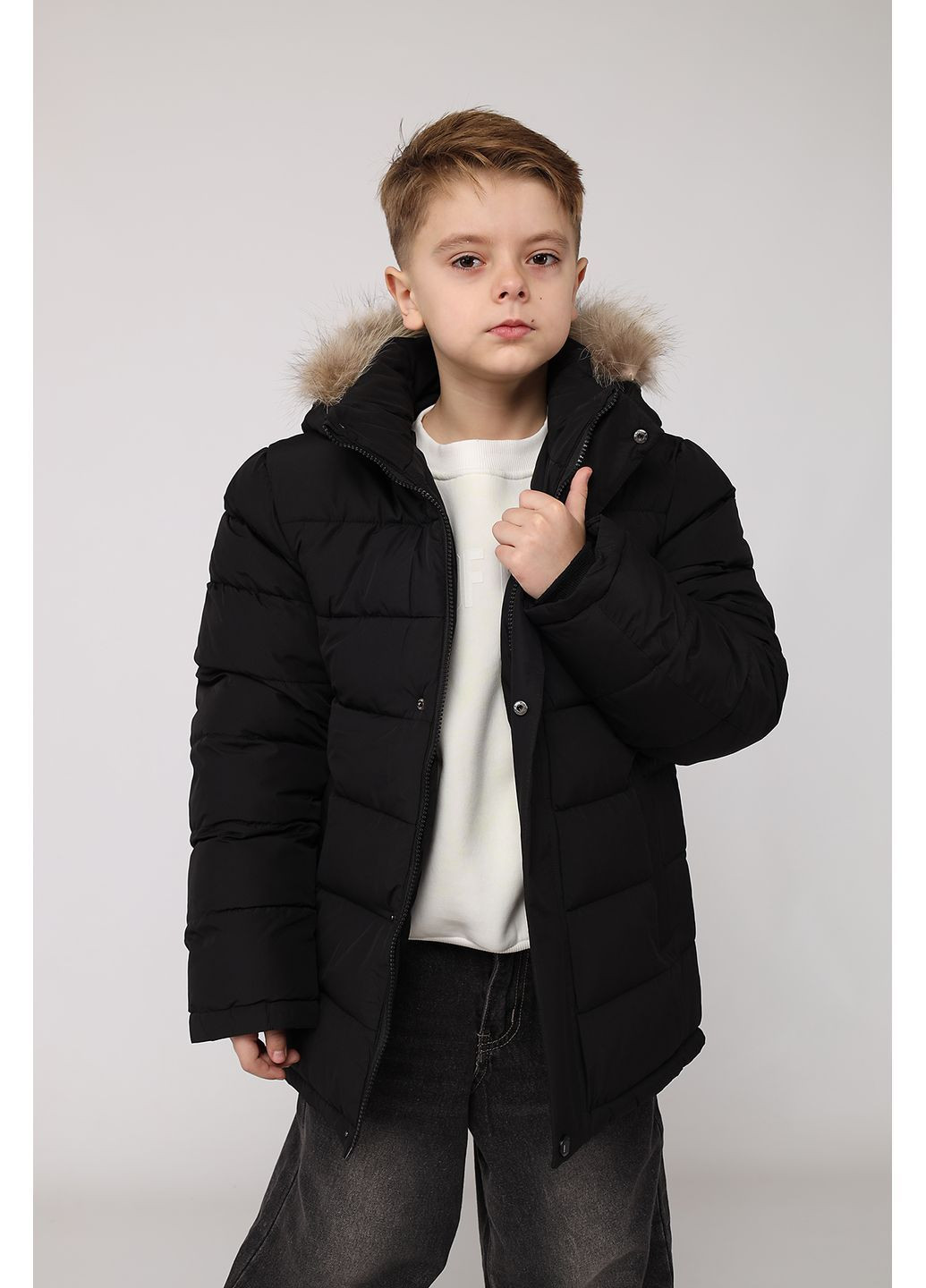Чорна зимня куртка для хлопчика колір чорний cb-00280162 SLLIVINO