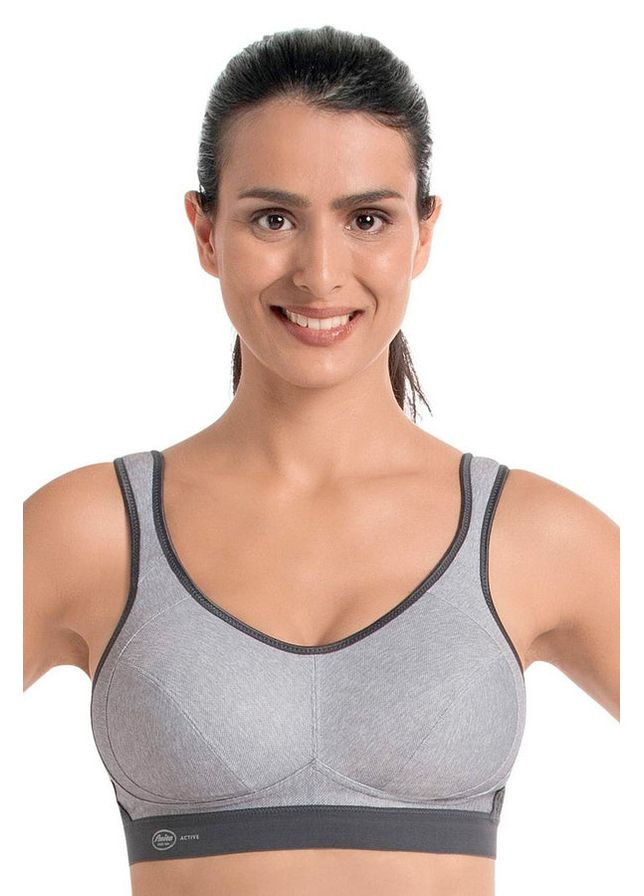 Серый топ спортивный бюстгальтер (ур.3) Anita без косточек хлопок, полиэстер, полиамид, эластан