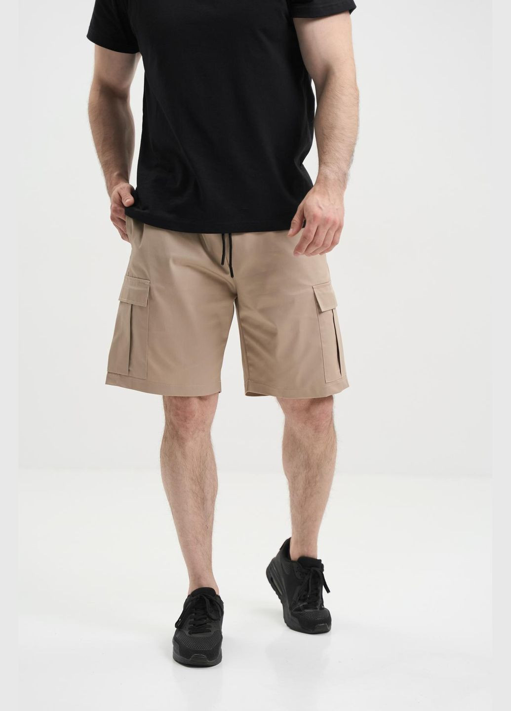 Шорты карго мужские стрейч-котон с карманами лето, песочный. No Brand (338792310)