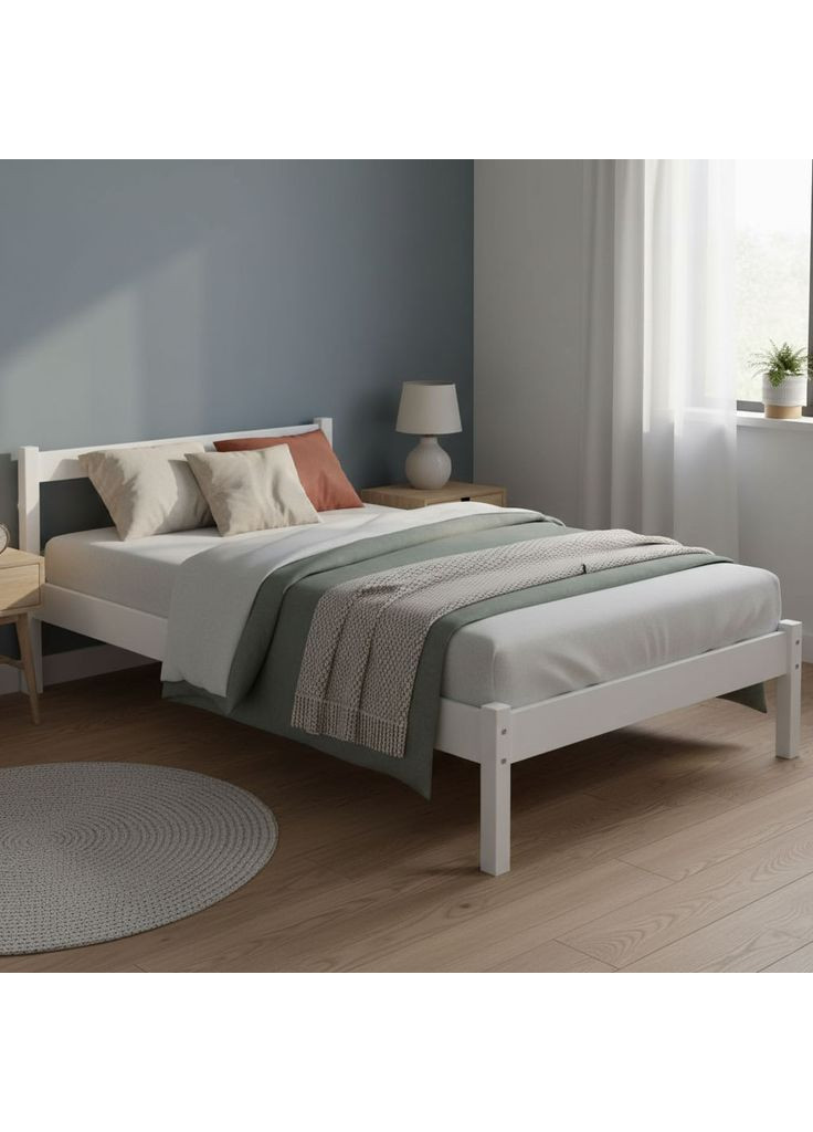 Односпальне дерев'яне ліжко MG01 RAL 9003 90х200 см (MBG-21877) Mebigrand (366027677)