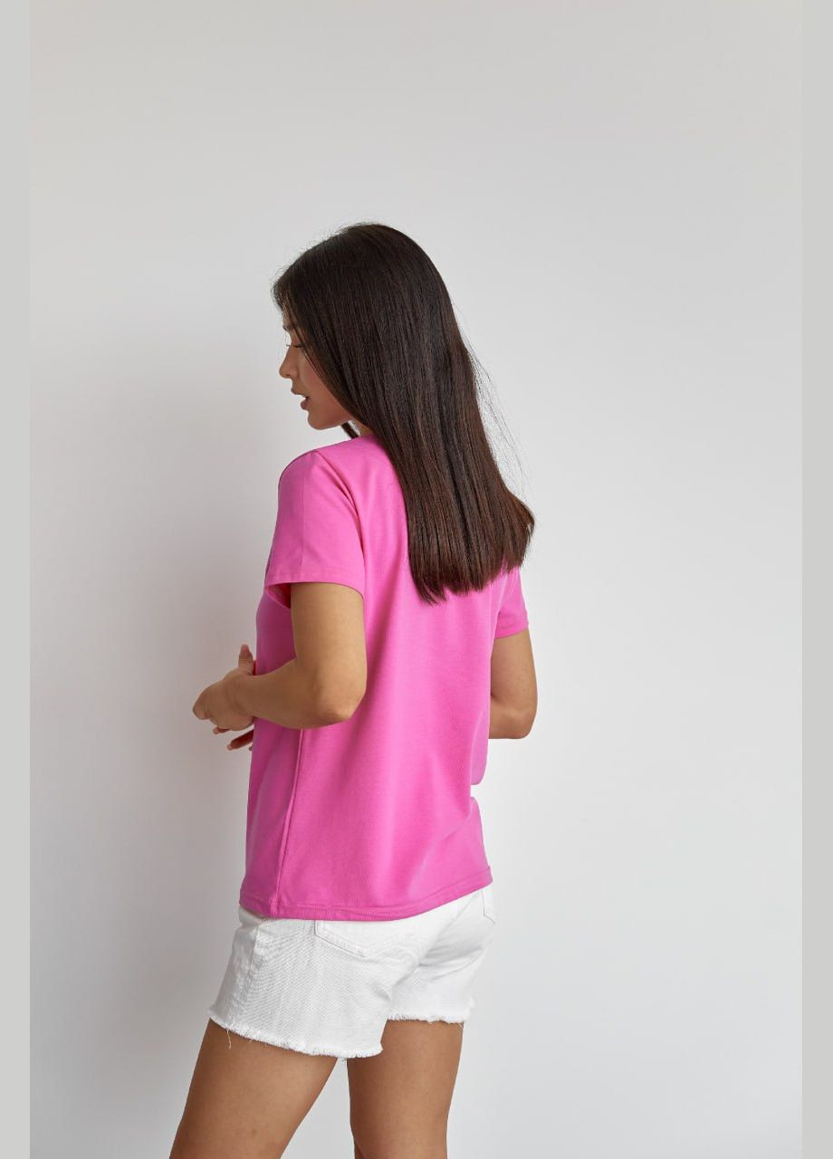 Рожева жіноча базова футболка колір рожевий р.2xl 449916 New Trend