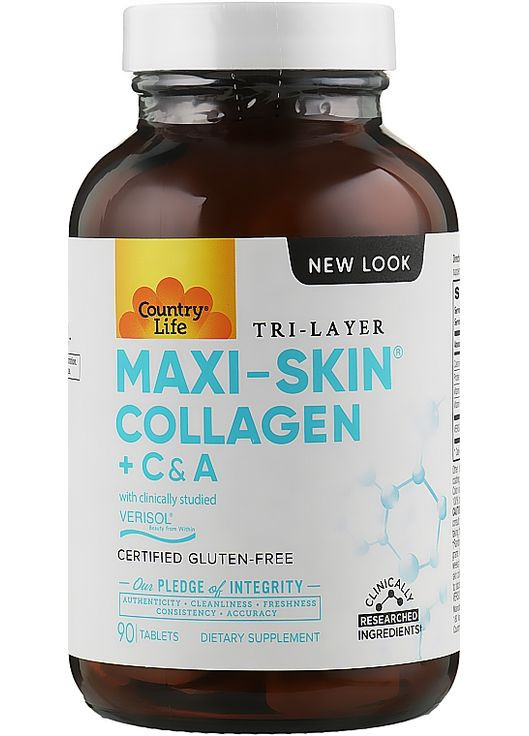 Колаген + вітаміни для обличчя С&А Maxi-Skin 90шт (620327-31338370) Country Life (368602536)