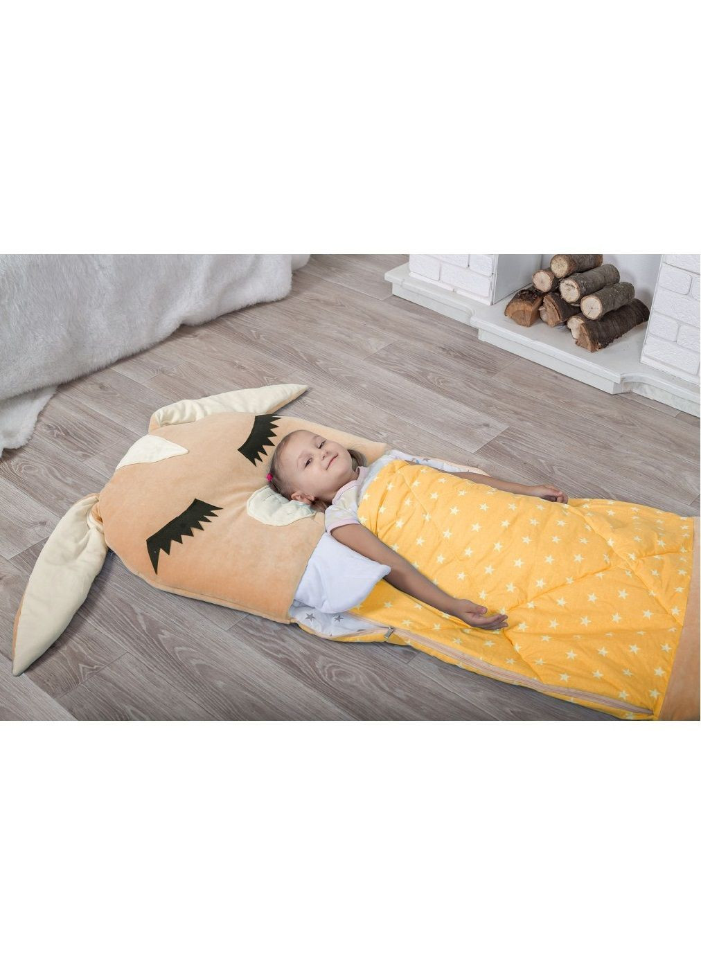 Дитячий спальний мішок трансформер із блискавкою по периметру для дітей 170х70 см (481450-Prob) Зайчик бежевий розмір М Unbranded (362000632)