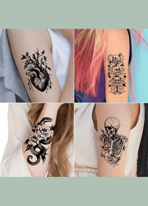 Набор детских временных тату "Черные мини №5" black-tattoo-mini-set-5-T Fresh Tattoo (344447459)