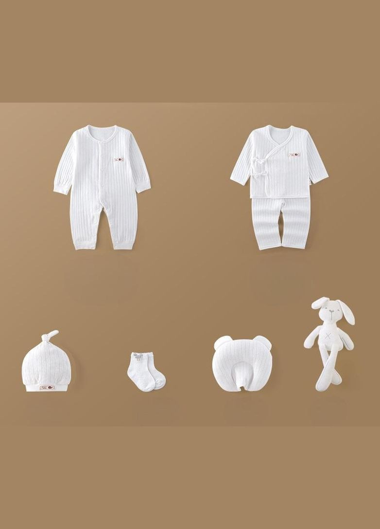 Белый детский комплект для новорожденных 8 предметов little angel 6604 56 см белый No Brand