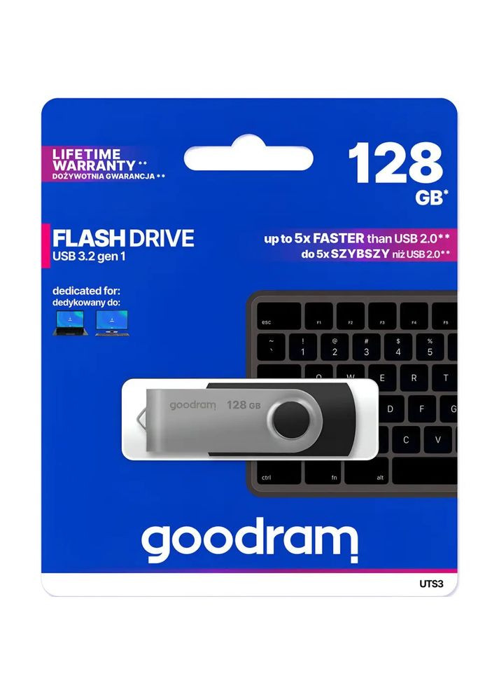 Флеш-накопитель USB3.2 128GB UTS3 (Twister) Black (UTS3-1280K0R11) Goodram (336957017)