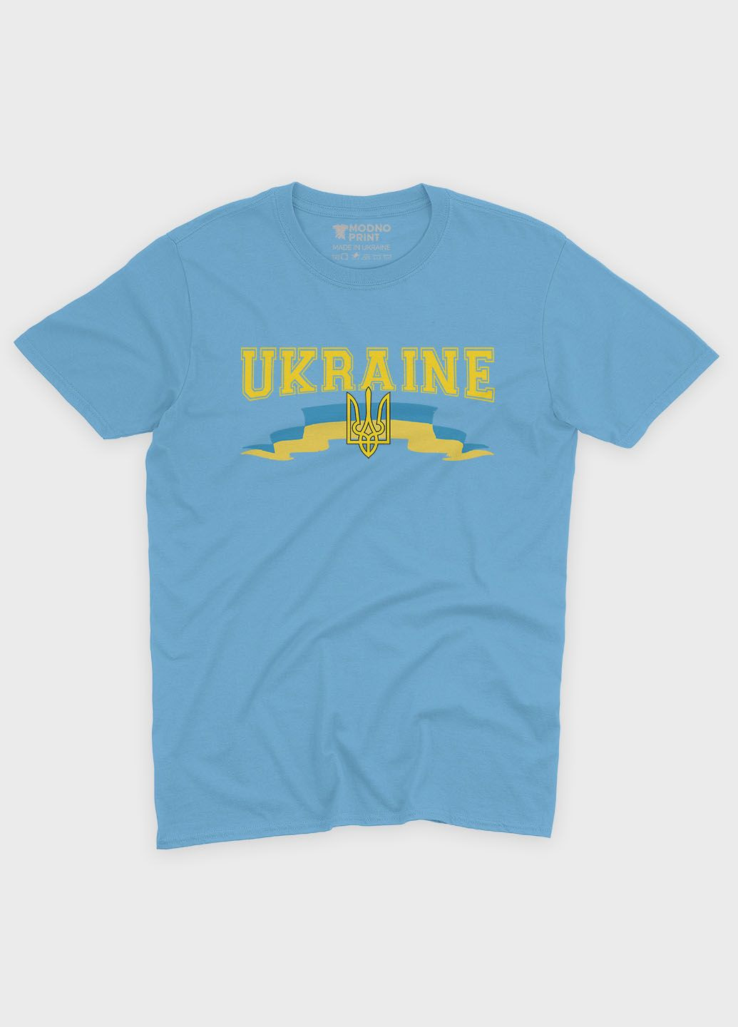 Голубая летняя мужская футболка с патриотическим принтом ukraine (ts001-4-lbl-005-1-093-f) Modno