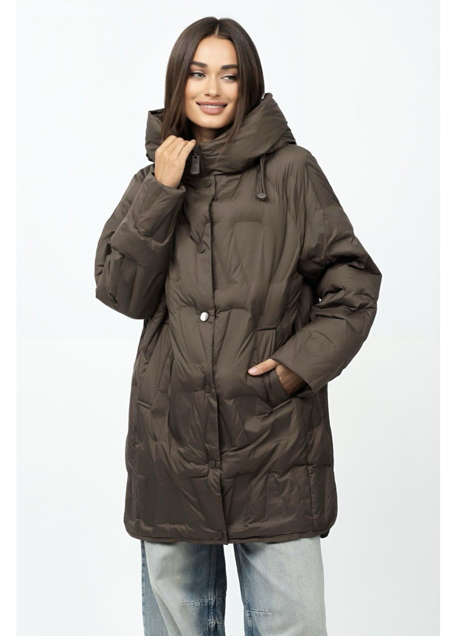 Коричнева демісезонна куртка стьобана з терморядками Lora Duvetti