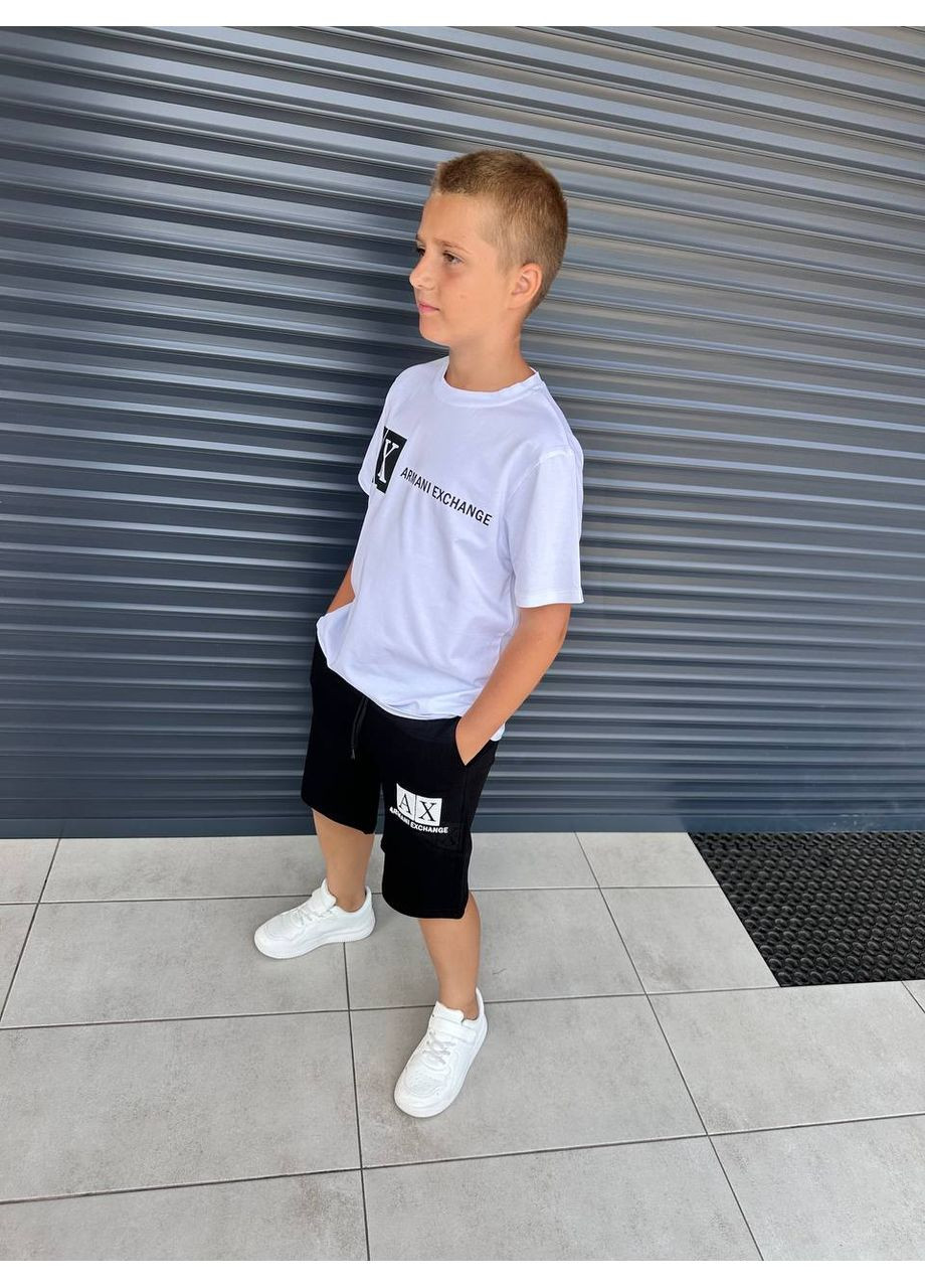 Чорно-білий літній костюм футболка + шорти хлопчик No Brand