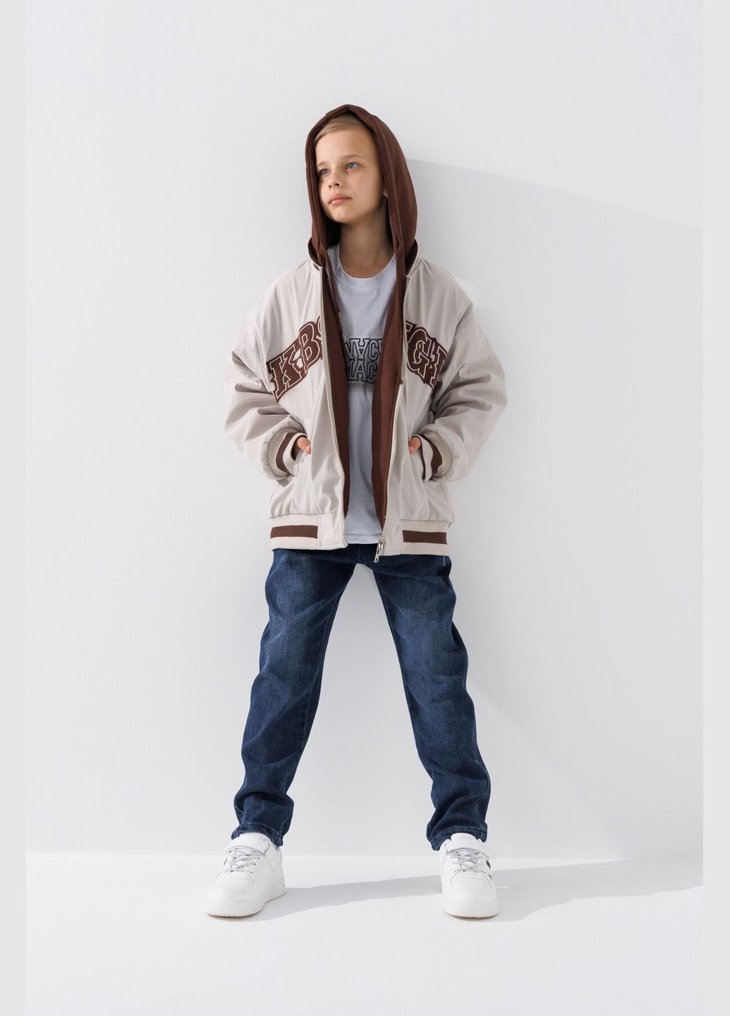 Бежевая демисезонная куртка для мальчика my880 146 см бежевый (2000990285508d) shop (2000990285508) No Brand