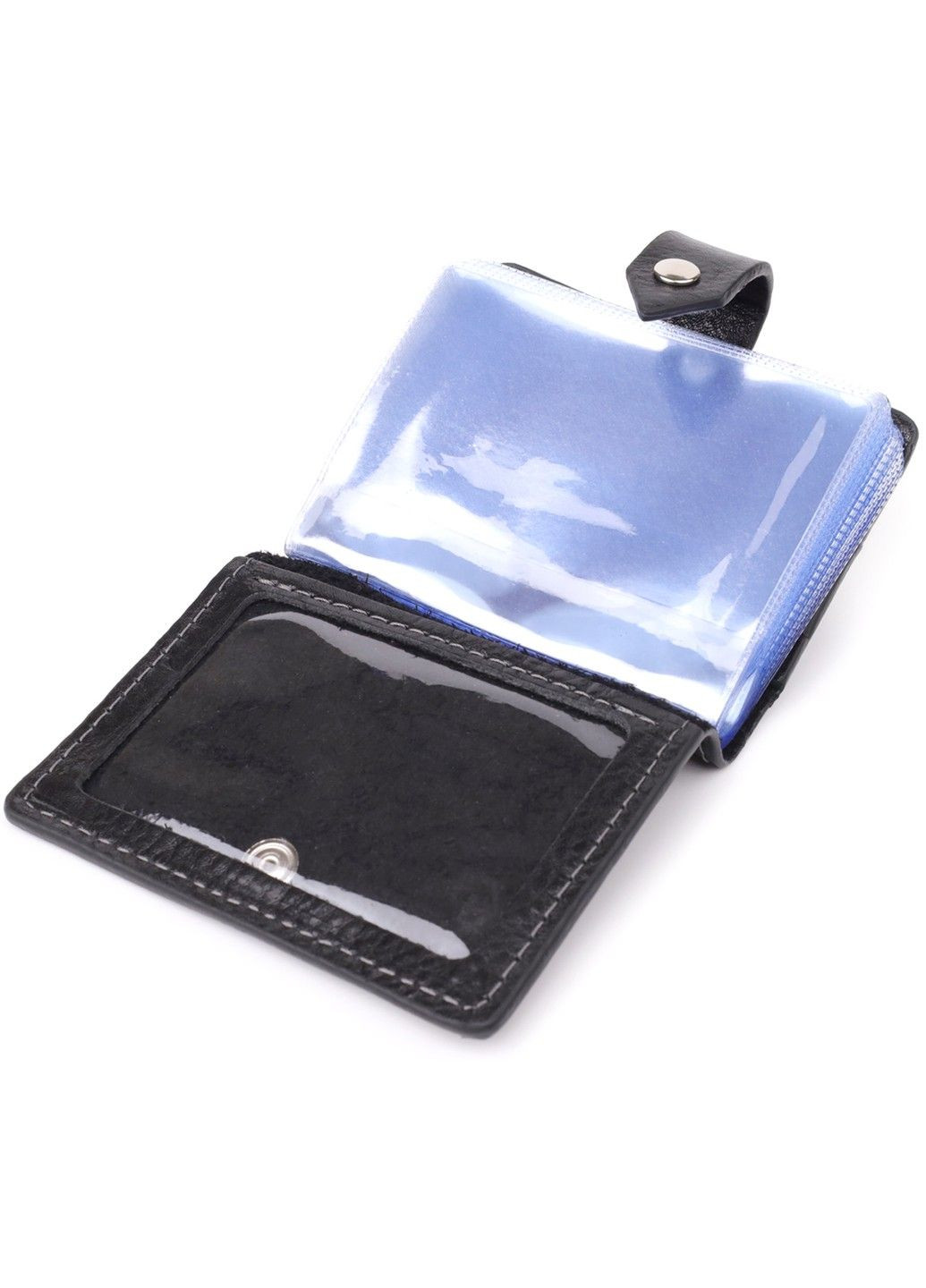 Визитница унисекс из натуральной гладкой кожи 22941 Черная Grande Pelle (330359617)