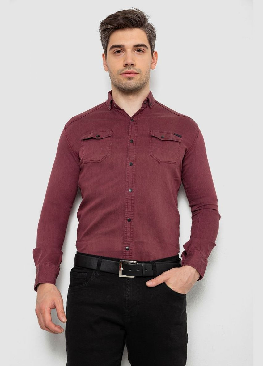 Сорочка чоловіча однотонна, колір бордовий, 214R16176 Ager (337648210)