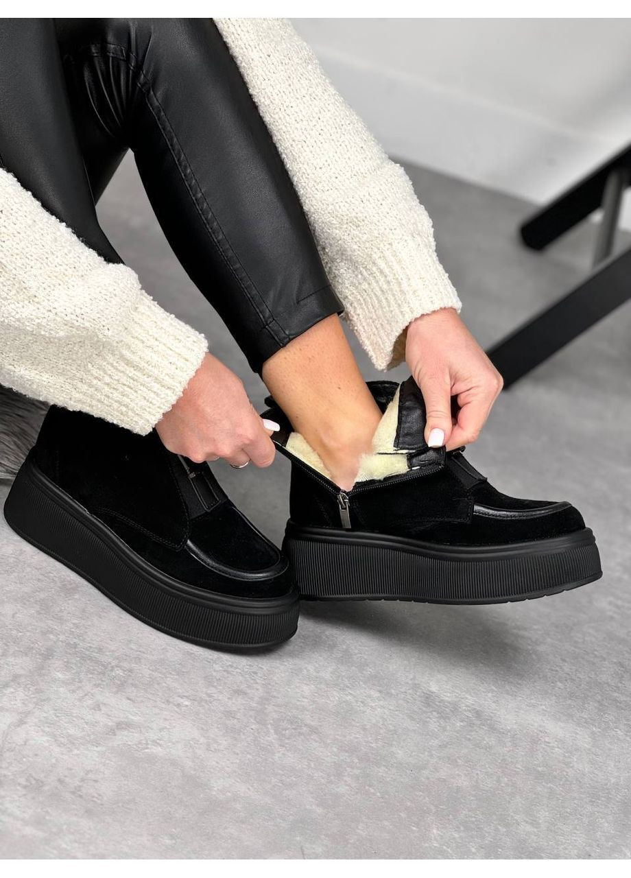 Зимние натуральные женские ботинки No Brand из натуральной замши