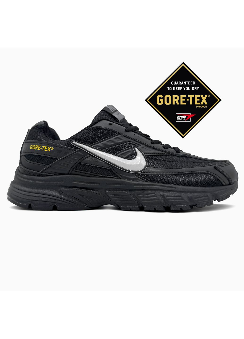 Черные демисезонные кроссовки мужские nike initiator black / white gore-tex найк инитатор No Brand
