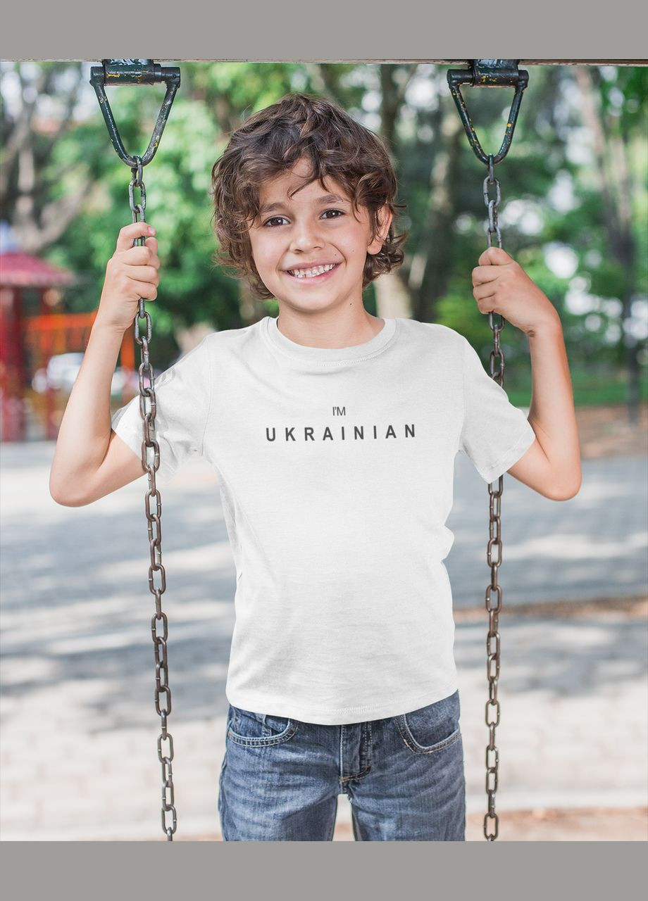 Белая летняя детская патриотическая футболка для малчиков Mishe