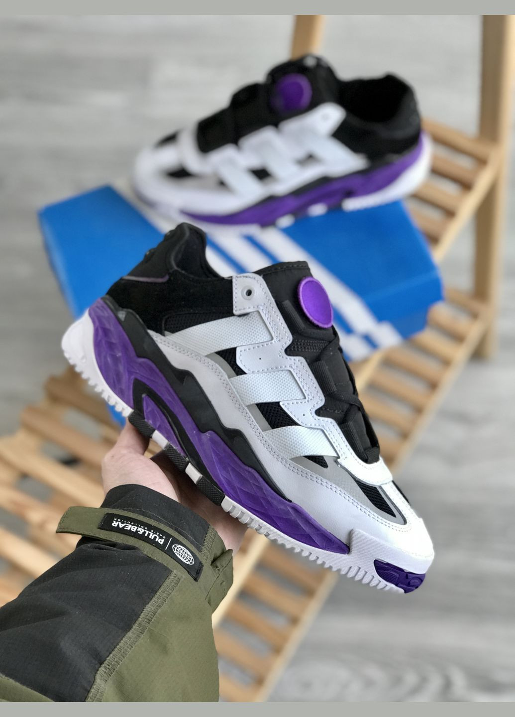 Кросівки жіночі і чоловічі Adidas Niteball white black purple | Адідас Найтбол білі чорні фіолетові No Brand білі демісезони (307397811)