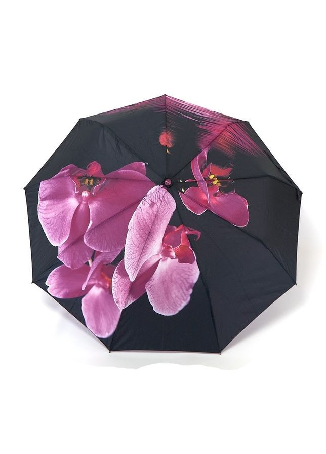 Сиреневый зонт автомат 3094 max comfort женский на 9 спиц принтом цветы черно-сиреневый Susino средний система антиветер (301647608)
