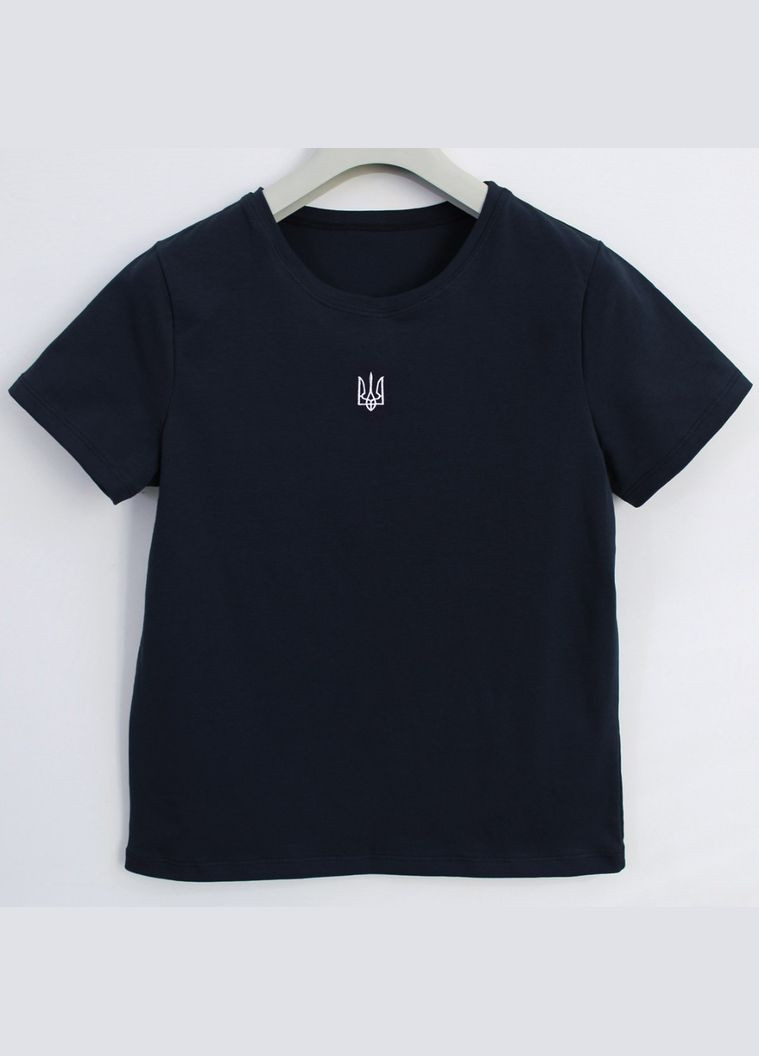 Чёрная черная футболка с трезубцем на груди как у президента, модная мужская футболка с трезубцем патриотическая, 54 хлопок (299924948)