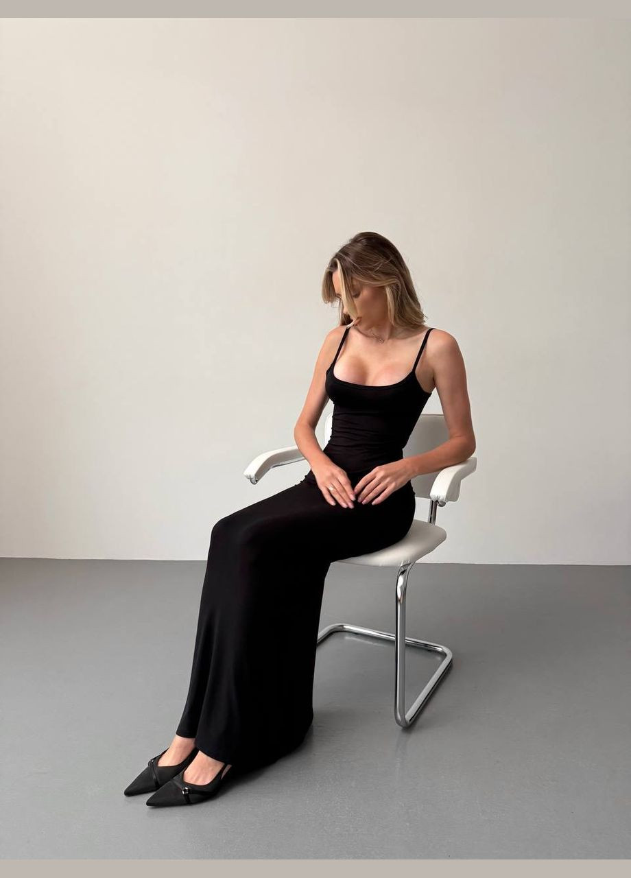 Черное невероятное силуэтное платье Luna