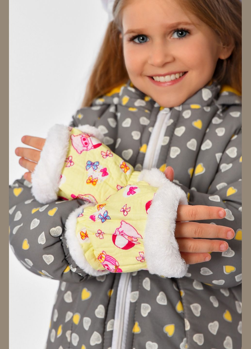 Митенки детские для девочки голубого цвета с принтом на 9-12 лет Let's Shop (316430690)