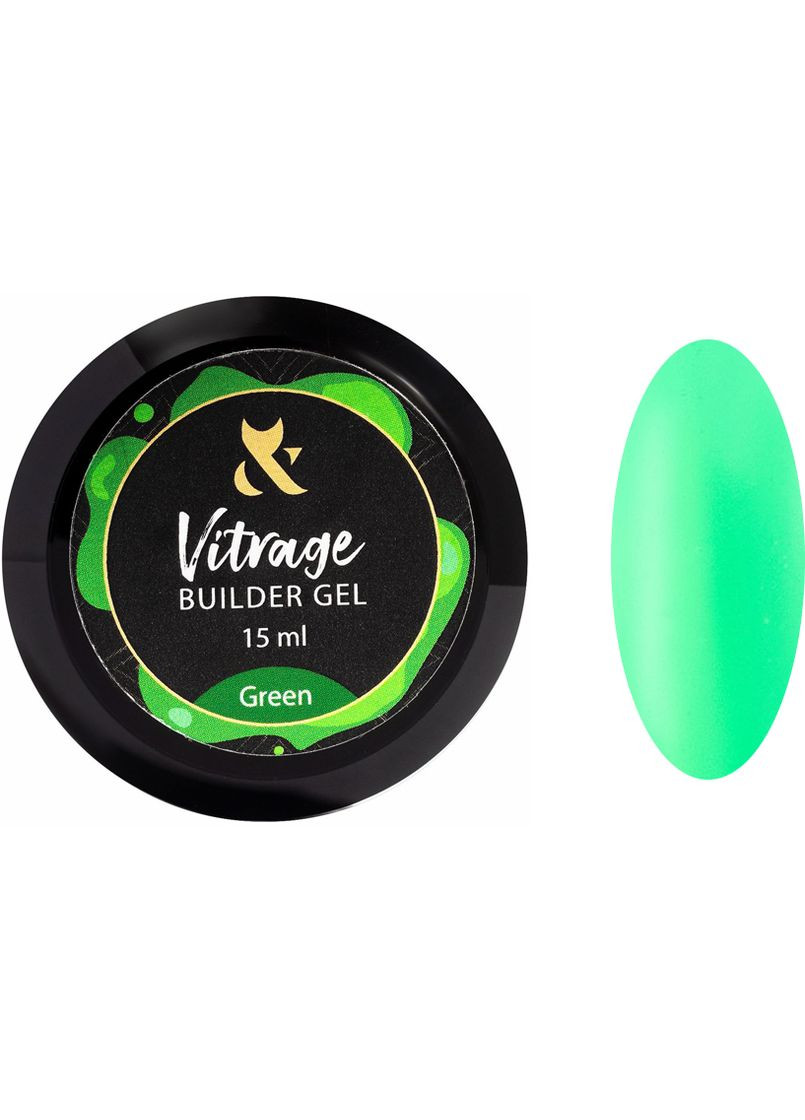 Будівельний гель вітражний Vitrage Builder gel Green, 15 мл F.O.X (356175274)