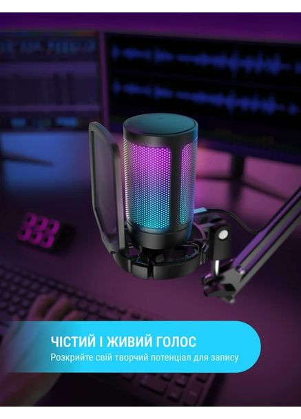 Микрофон конденсаторный настольный игровой A6V AMPLIGAME (A6V) с поп-фильтром / Black Fifine (351503885)
