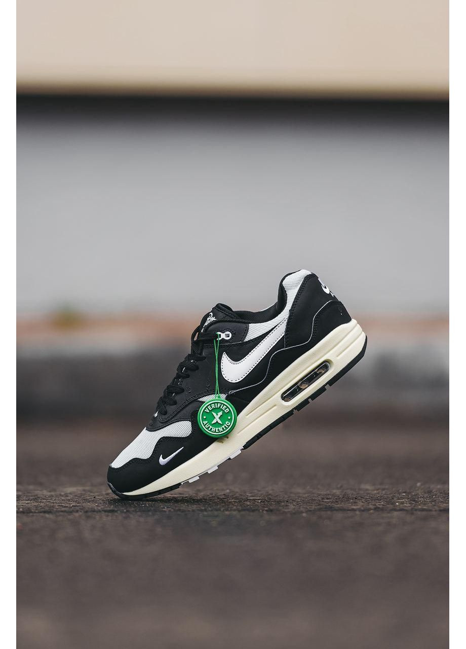 Черные демисезонные кроссовки мужские nike air max 1 x patta black white v2 найк аир макс No Brand