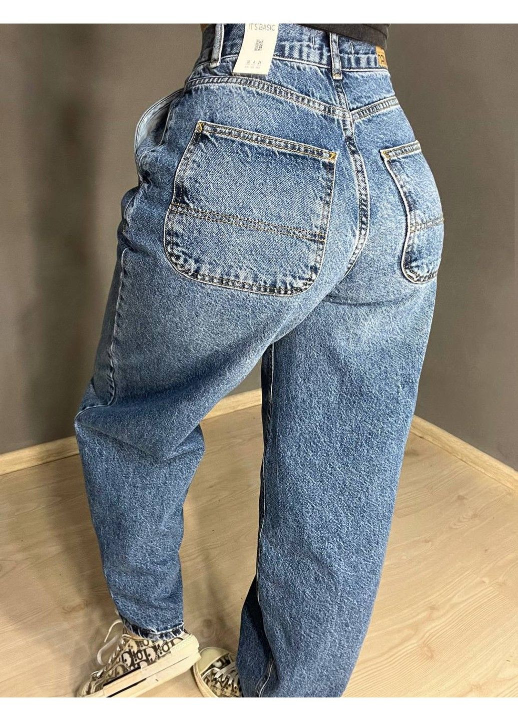 Джинси жіночі 3097 SKATER jeans вільний крій банани широкі висока посадка косі кишені світло- сині Its Basic - (316578225)