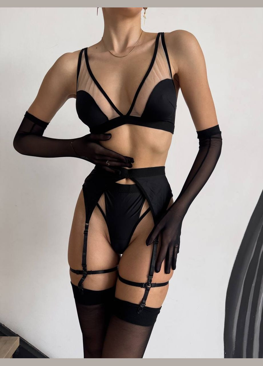 Черный демисезонный комплект белья No Brand