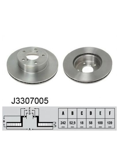 Диск тормозной SUBARU IMPREZA 1.6I 16V 96.12- J3307005 Nipparts (366193166)
