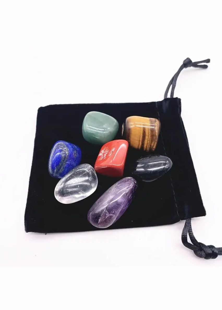 Набор из 7 обработанных камней чакры с мешочком, размер камней 15-20 мм (2 вариант) No Brand (308067541)