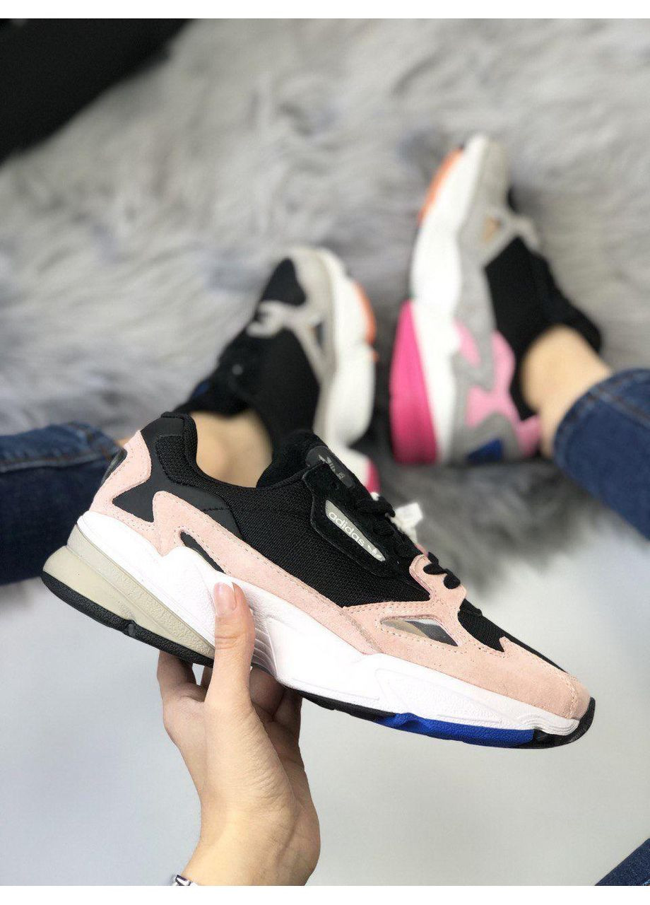 КРОССОВКИ ЖЕНСКИЕ ADIDAS FALCON PINK BLACK WHITE АДИДАС No Brand розовые демисезоны (368888024)