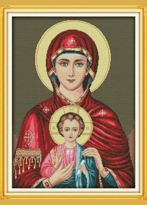 Набір для вишивання за нанесеною на канву схемою "Madonnaand-child 1". AIDA 14CT printed, 44*57 см Joy Sunday (313613469)