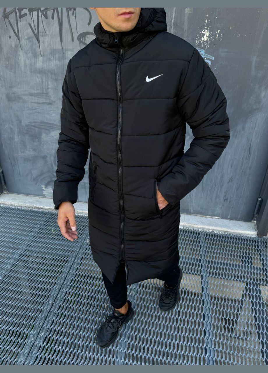 Чорна парка зимова подовжена No Brand