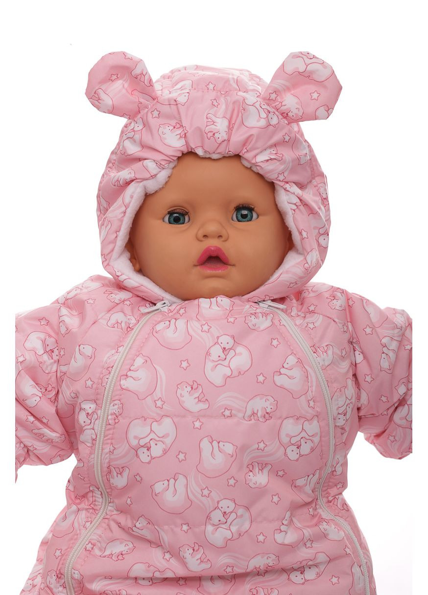 Чоловічок на флісі для дівчинки зірочка з принтом рожеві ведмедики. 74 см (45011) BABYKROHA (297199037)