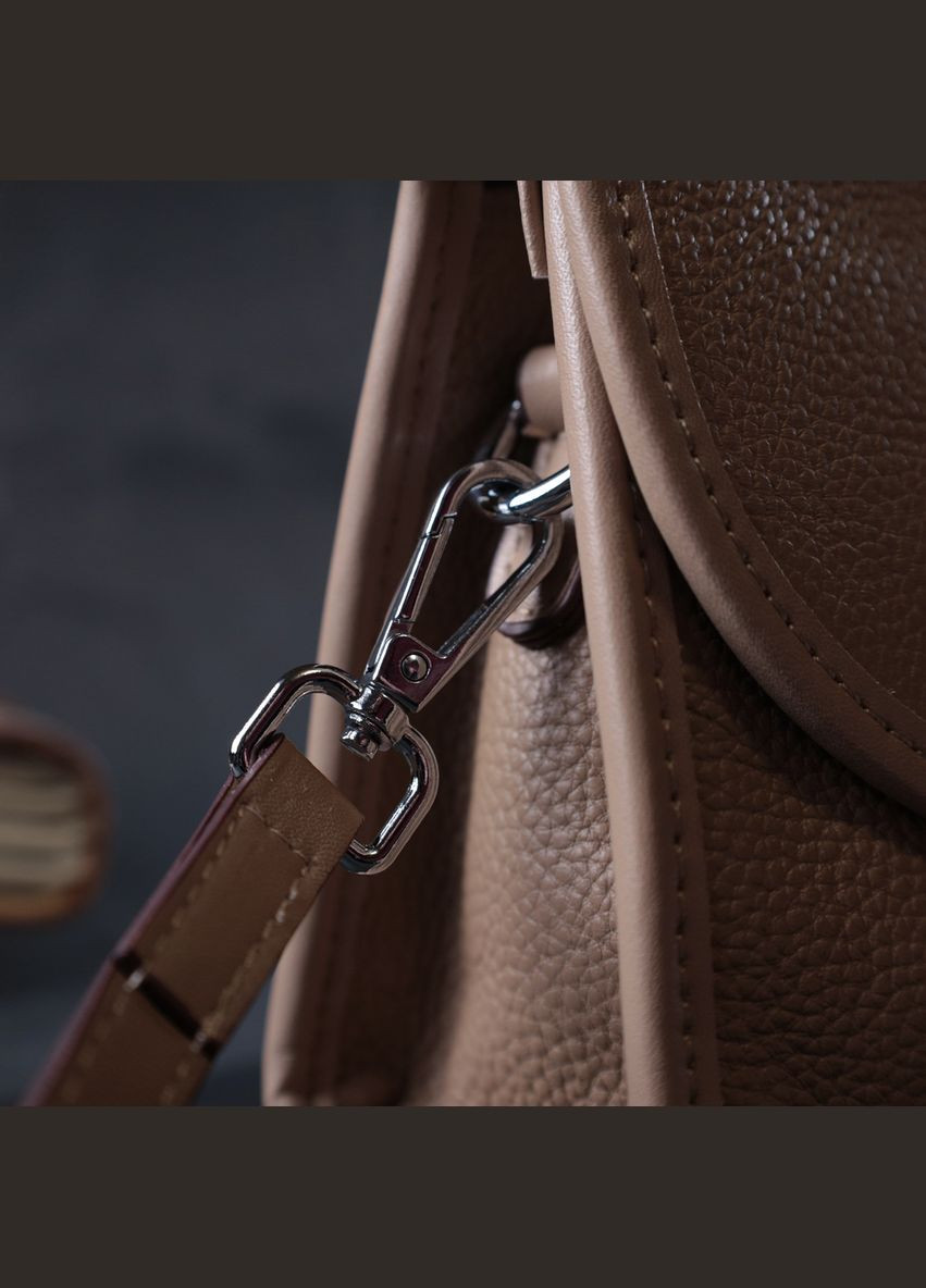 Шкіряна сумка жіноча з напівкруглим клапаном бежева 22257 Vintage (329198929)