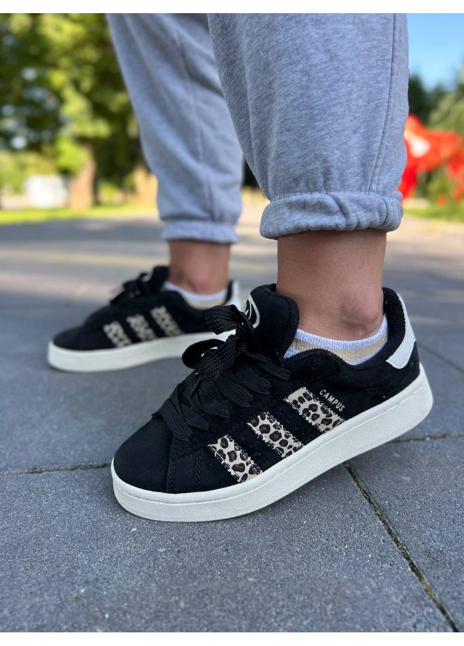 КРОСІВКИ ЖІНОЧІ ADIDAS CAMPUS BLACK LEOPARD АДІДАС КАМПУС No Brand чорні демісезони (367170789)
