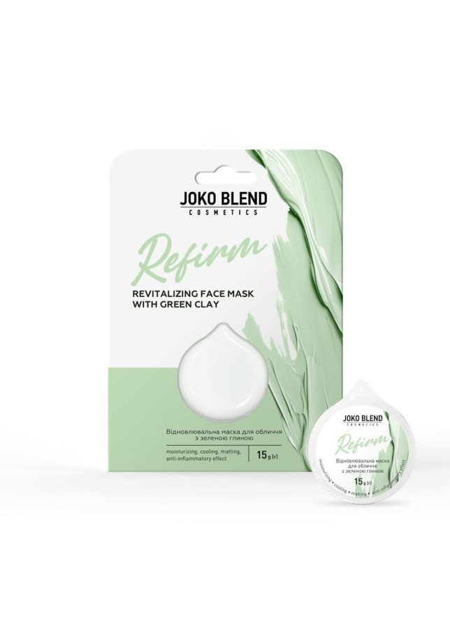 Маска для обличчя відновлювальна Refirm із зеленою глиною 15 г Joko Blend (367989084)