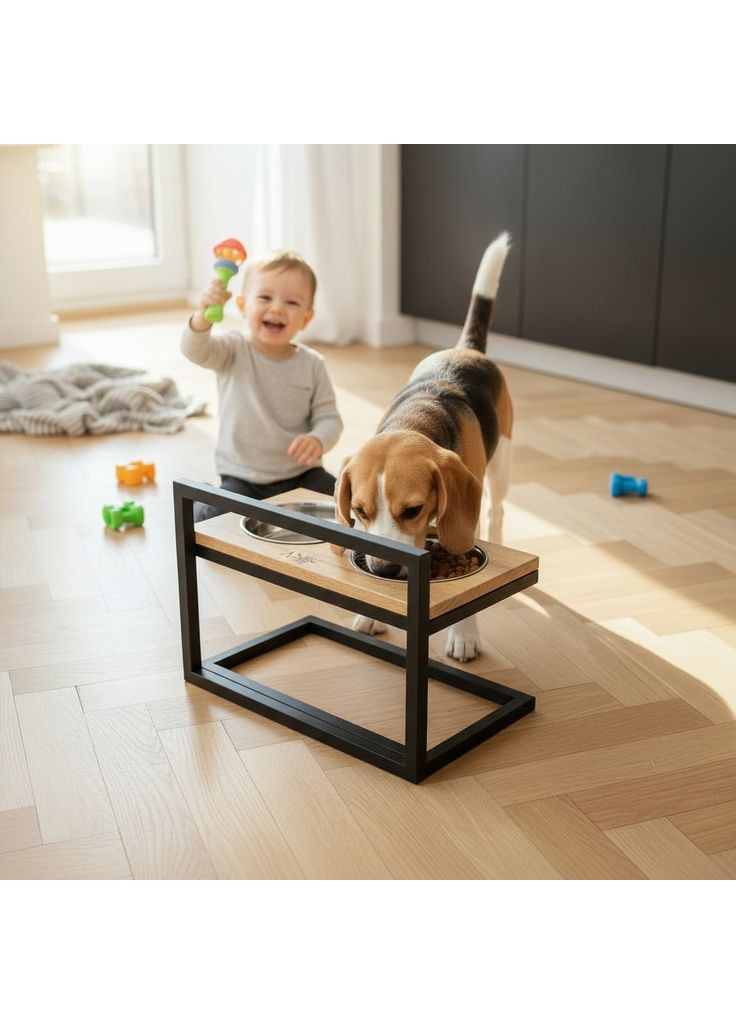 Миски на регульованій підставці для середніх собак Flex M (2 × 0.85 л) FM-422530-BLNT Hollky (365652771)