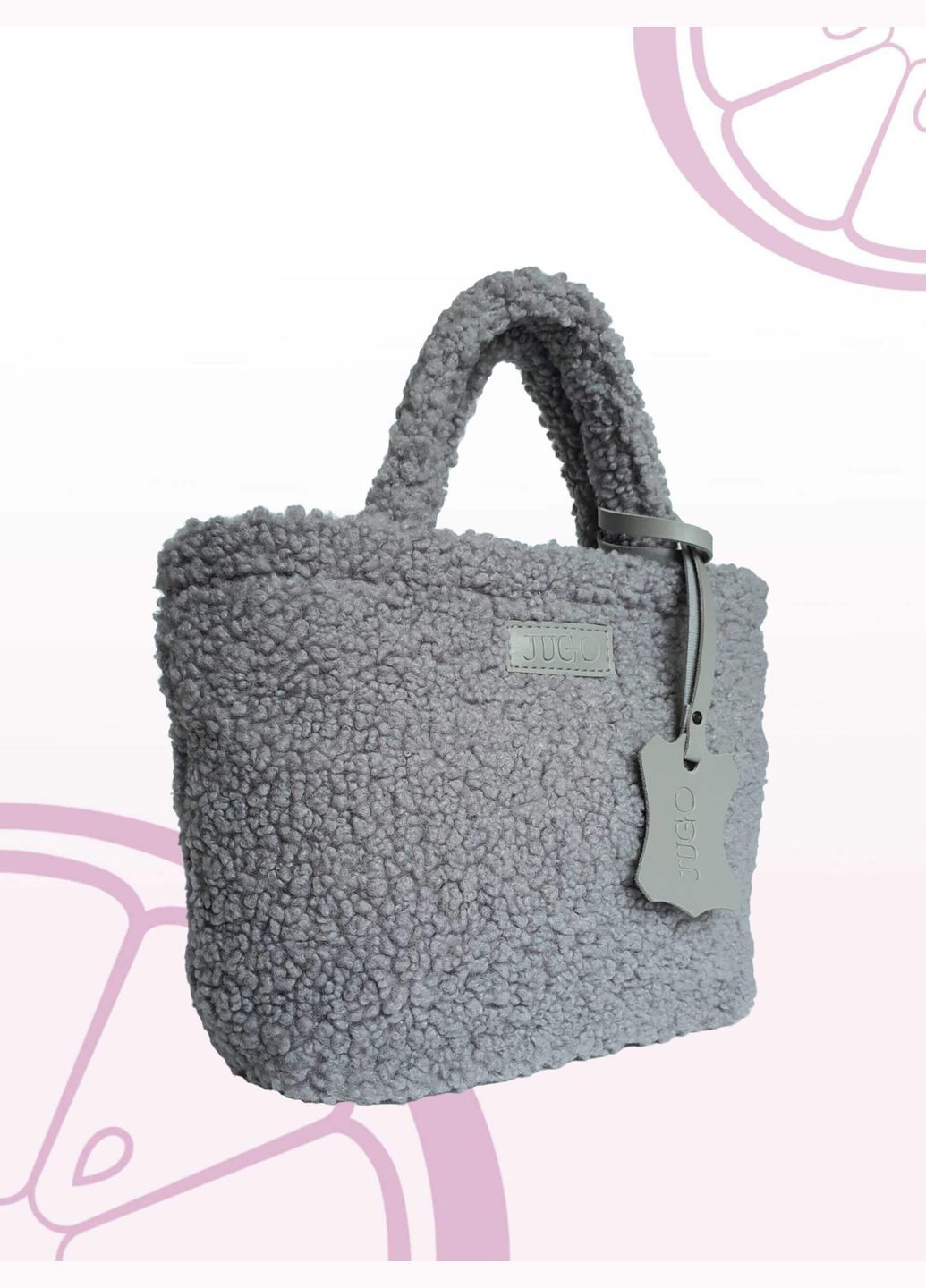 Женская меховая сумка-шопер серого цвета на зиму "Rami bag" искусственный мех и экокожа JUGO Rami 1 (288577274)