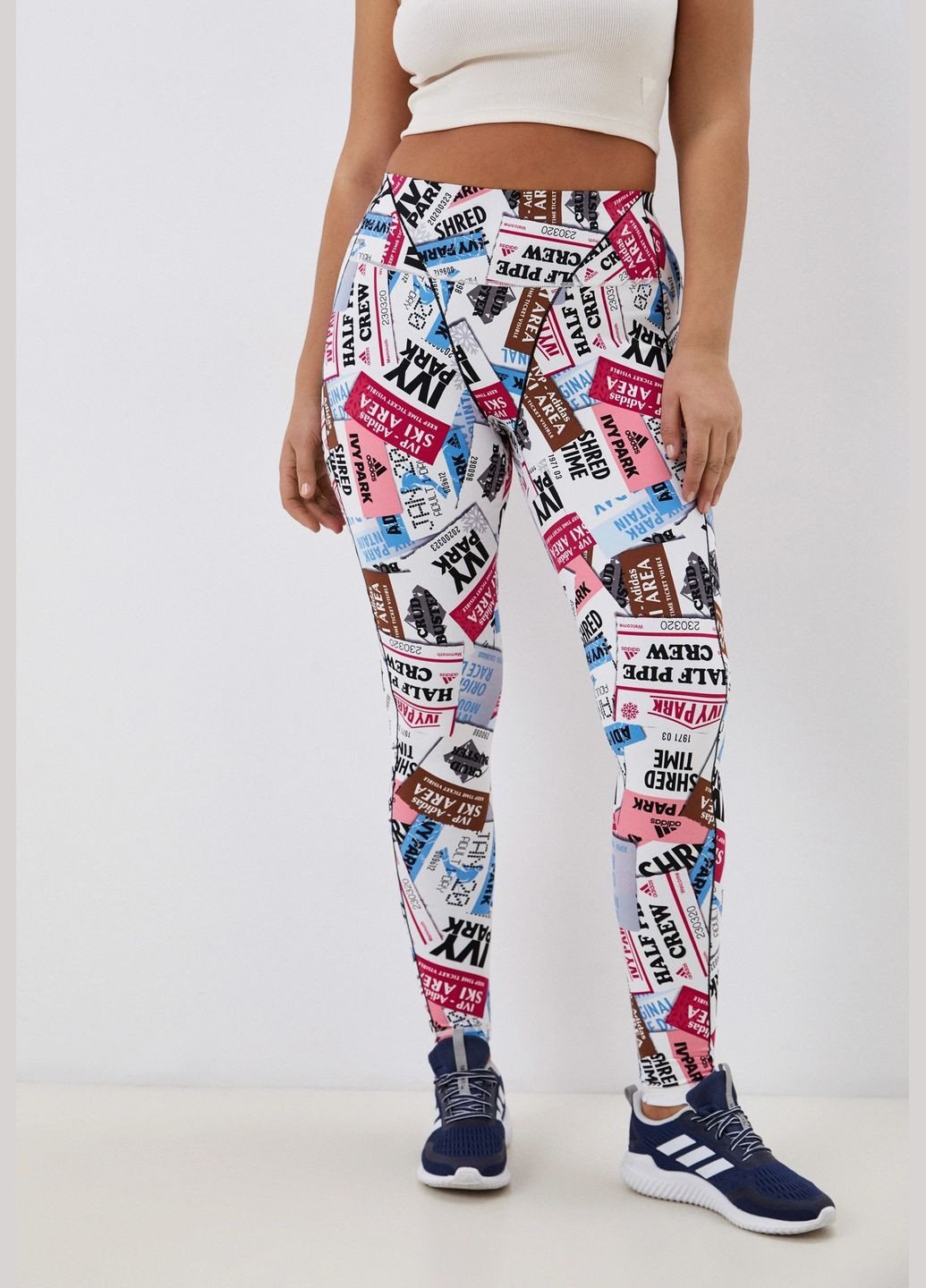 Комбинированные демисезонные спортивные леггинсы в принт Adidas Originals