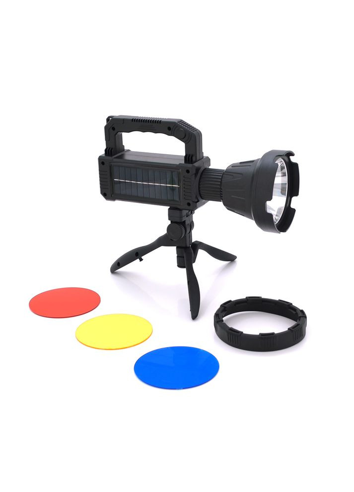 Фонарь переносной W5109+Solar, 3+3 режима, встроенный аккум, корпус пластмасс, тренога, USB кабель, Box Voltronic (315503300)