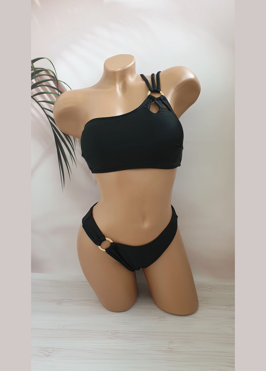 Чорний літній молодіжний купальник-топ із пуш-ап роздільний No Brand