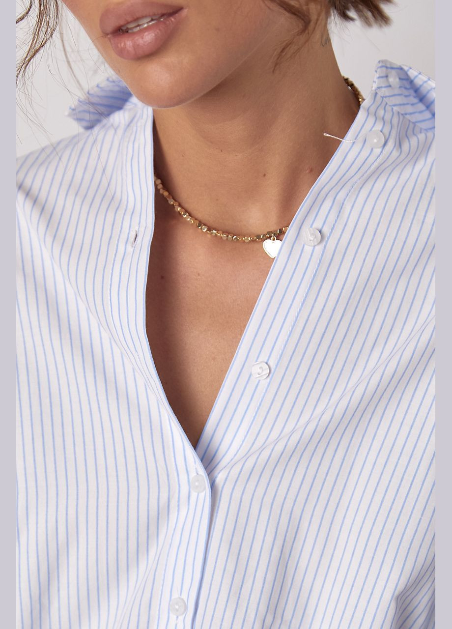 ЖІНОЧА СМУГАСТА СОРОЧКА З ДЖИНСОВИМИ РУКАВАМИ Liton (298987973)