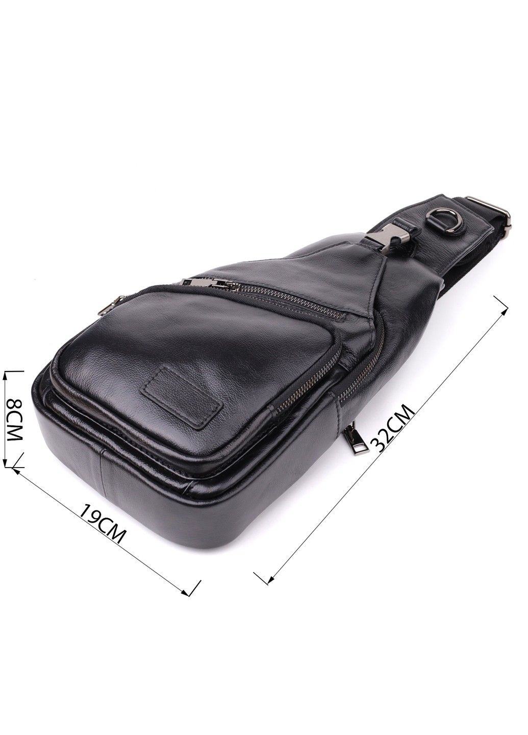 Чоловічі сумки через плече з натуральної шкіри 23048 Чорний Vintage (356452204)