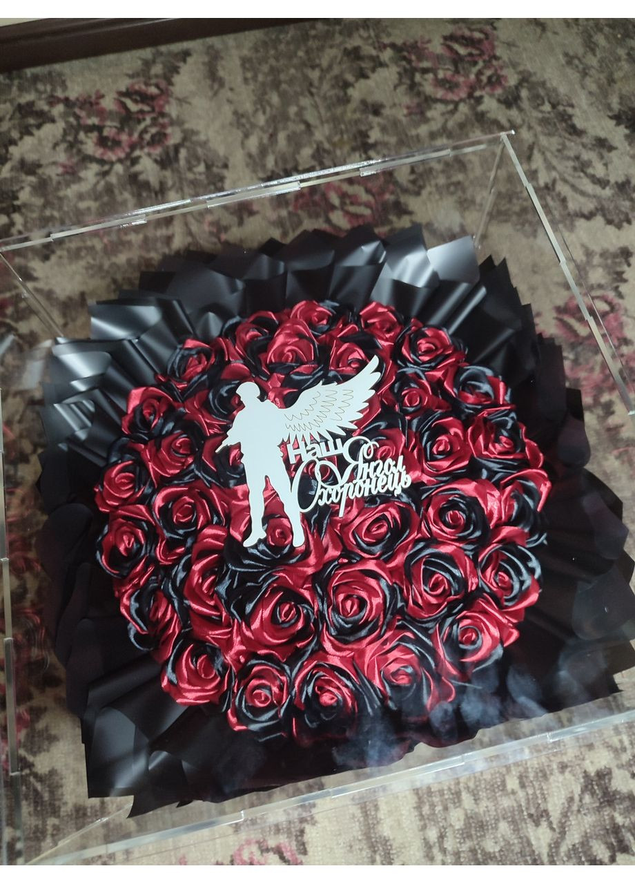 Букет з атласних стрічок в акриловому кубі No Brand (368672319)