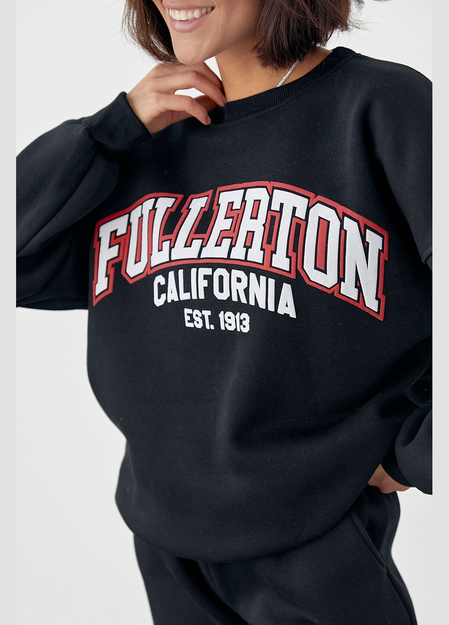 Женский спортивный костюм на флисе с принтом Fullerton California Liton (296909142)